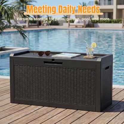Outdoor Storage Box,38 Gallon Resin Deck Box,Waterproof & UV Resistant Lockable Package Delivery Bin,Toy Cabinet for Indoor & Outdoor