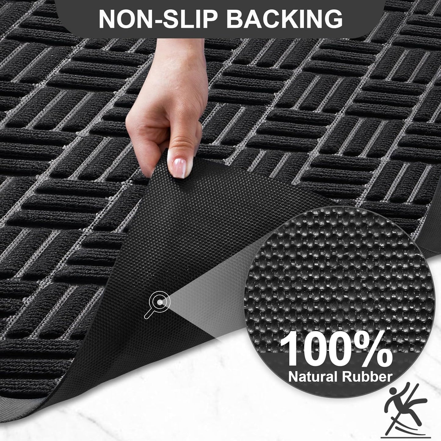 Mibao Front Door Mat, Heavy Duty Durable Welcome Mat for Outdoor Indoor, Dirt Trapper Waterproof Super Absorbent Door Mat for Entryway Outside Patio Porch, 29.5" x 17", Grey