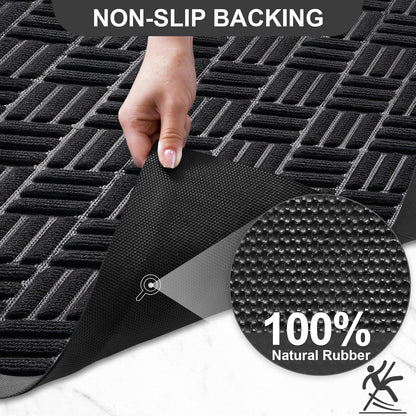 Mibao Front Door Mat, Heavy Duty Durable Welcome Mat for Outdoor Indoor, Dirt Trapper Waterproof Super Absorbent Door Mat for Entryway Outside Patio Porch, 29.5" x 17", Grey