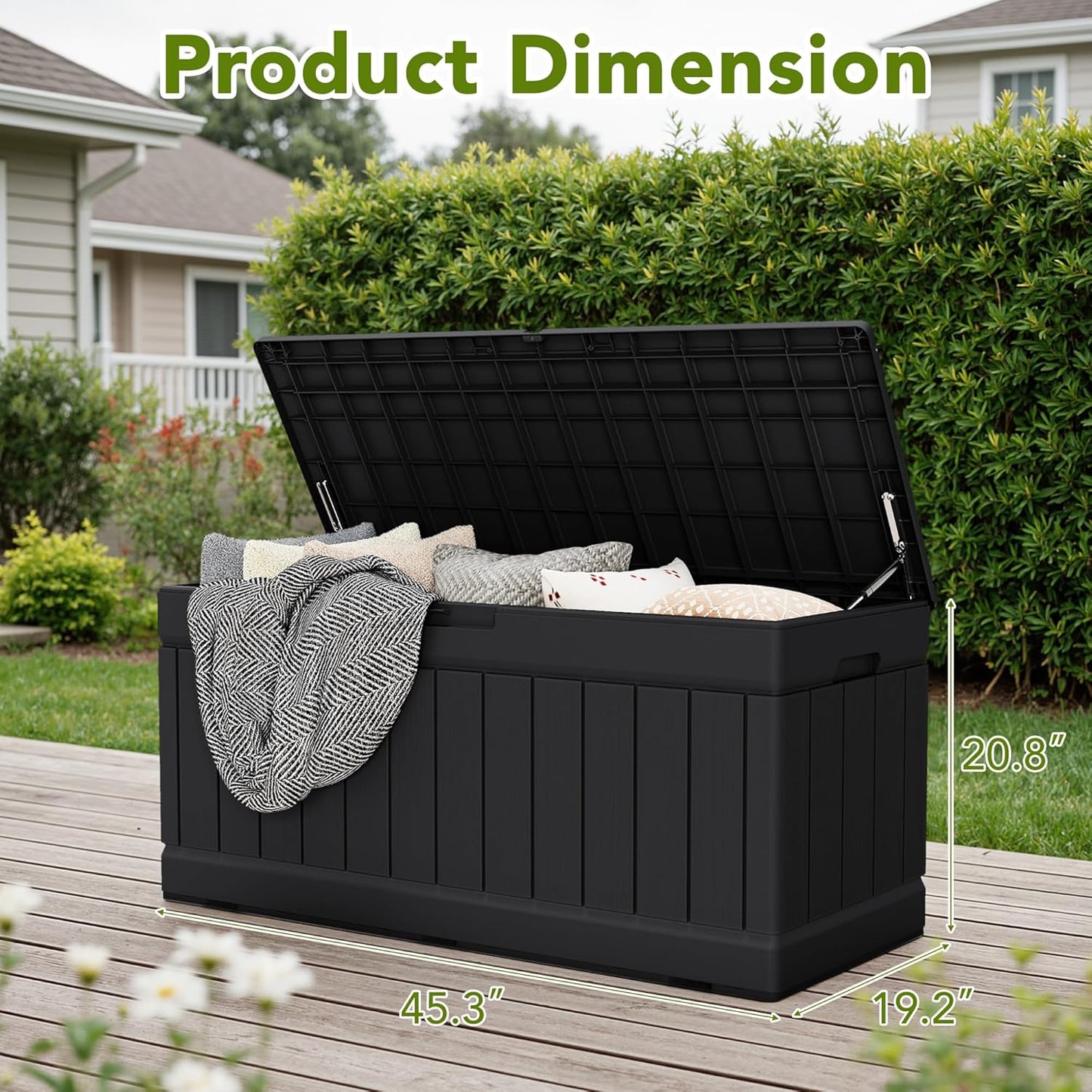 Devoko 30 Gallon Resin Deck Box Waterproof Outdoor Storage Box for Patio Furniture Pool Accessories Indoor Storage for Cushion Garden Tools (30 Gallon, Black)