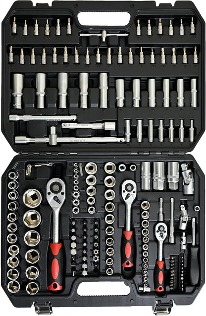 899PCS Tool Set, Household Tool Kit with Rolling Tool Box, Complete Tool Box Set Hand Tool Set with Tool Box, Mechanic Tool Set Rolling Tool Set for Home/Auto Repair Tool Set (Black)