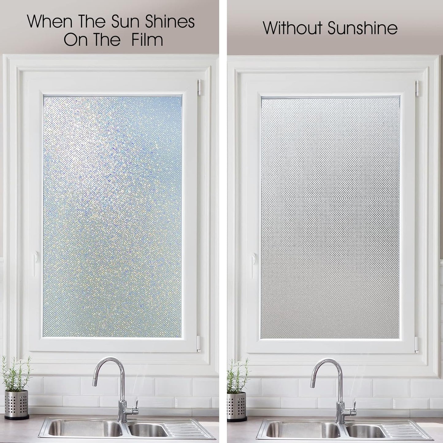 KESPEN Window Privacy Film Frosted Glass Heat Control UV Blocking Privacy Window Film for Glass Windows Static Cling Non-Adhesive Door Coverings Decals for Bathroom Home Office,17.5 Inch X 6.5 Feet