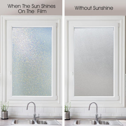 KESPEN Window Privacy Film Frosted Glass Heat Control UV Blocking Privacy Window Film for Glass Windows Static Cling Non-Adhesive Door Coverings Decals for Bathroom Home Office,17.5 Inch X 6.5 Feet