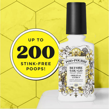 Poo-Pourri Before-You-Go Toilet Spray Refill, Original Citrus, 16 Fl Oz, Up to 800 Uses, Bathroom Odor Deodorizer with Essential Oils for Home or Work, Lemon, Bergamot and Lemongrass Scent