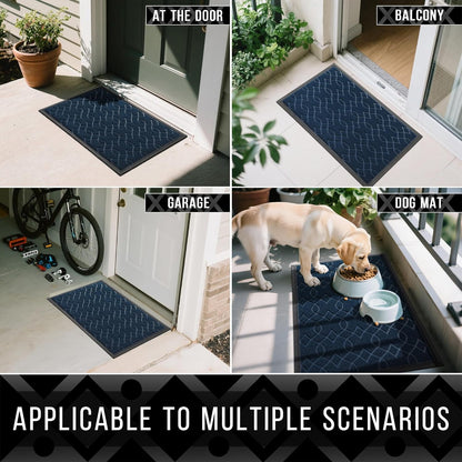Yimobra Outdoor Mats for Front Door 29.5x17, All-Season Waterproof Doormat Outdoor Entrance, Heavy Duty Non-Slip Outside Door Mat for Garage Patio Proch Entryway Indoor, Black