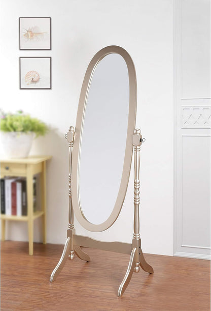 GTU Furniture Swivel Adjustable Full-Length Oval Wood Cheval Stand Floor Mirror(Pink)