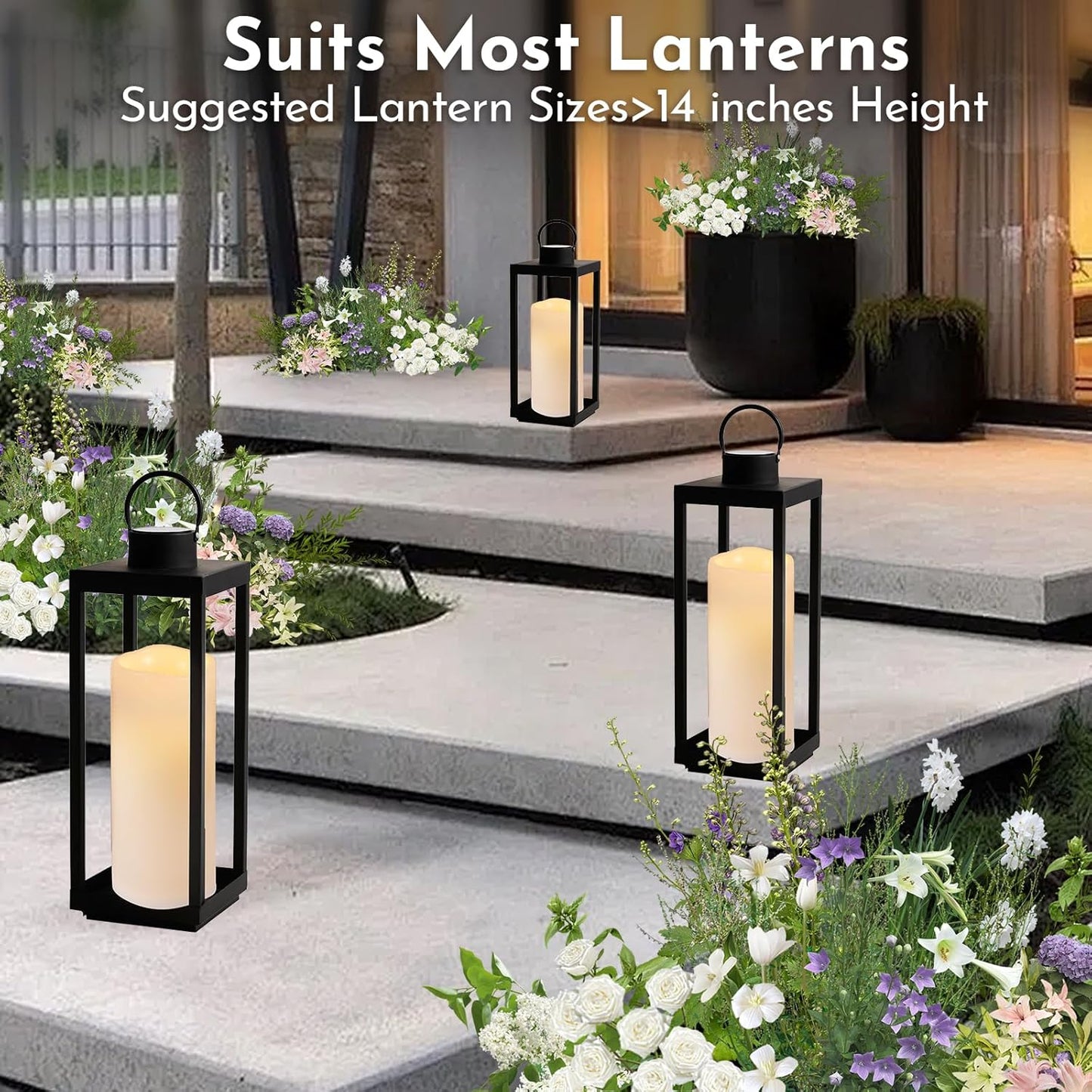 NURADA Large Waterproof Flameless Candles 6" 8" 10" x 4" - Outdoor Indoor LED Pillar Flickering Candle Battery Operated with Timer Remote for Patio Porch Lanterns - Ivory White Set of 3