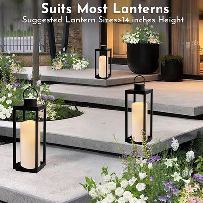 NURADA Large Waterproof Flameless Candles 6" 8" 10" x 4" - Outdoor Indoor LED Pillar Flickering Candle Battery Operated with Timer Remote for Patio Porch Lanterns - Ivory White Set of 3