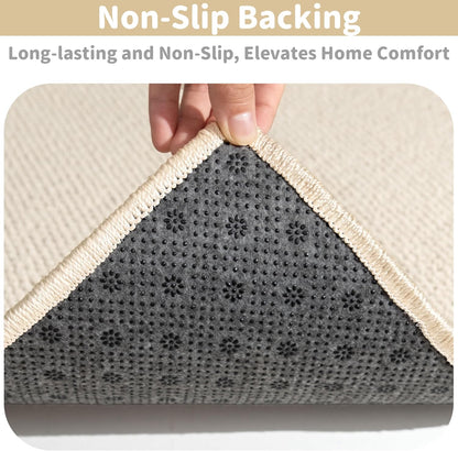 Brakki Bullnose Carpet Stair Treads, Non Slip Stair Treads for Wooden Steps Indoor, Stair Runner, Soft Stair Rugs, Edging Stair Protectors, Washable, 29.5"x9.5"x1.5" 14pcs, Beige