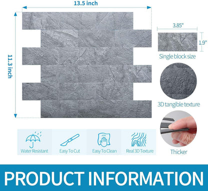Art3d 10-Pack Peel and Stick Wall Tile for Backsplash, Stick on Stone Tile for Kitchen Bathroom Fireplace Vanitity in Stone Beige