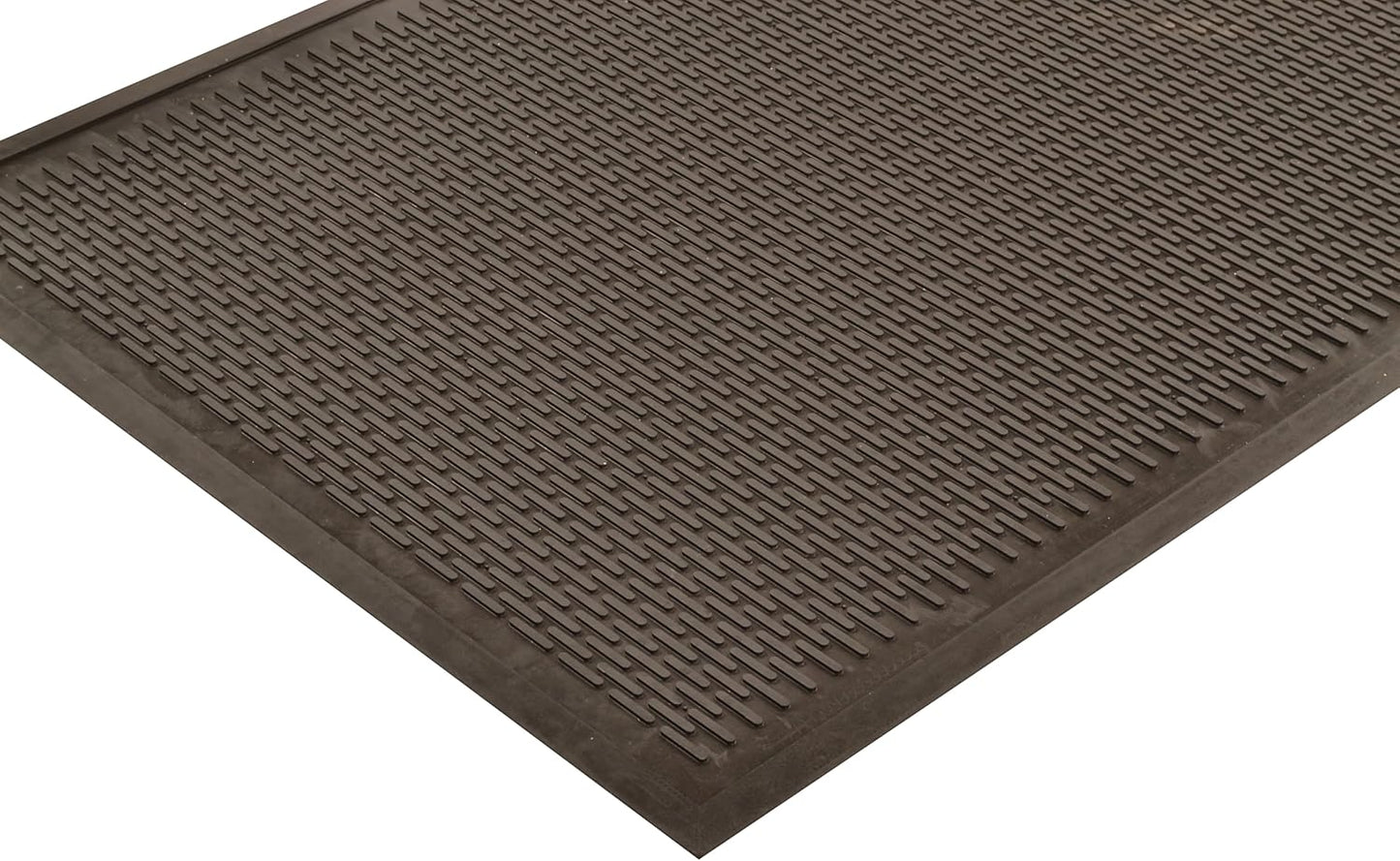 Notrax 340 Soil Guard™ Rubber Scraper Entrance Mat, Outdoor Natural Rubber Doormat for Indoor or Outdoor Heavy-Duty Use, Beveled Edges, 2' x 3', Black, 340S0023BL