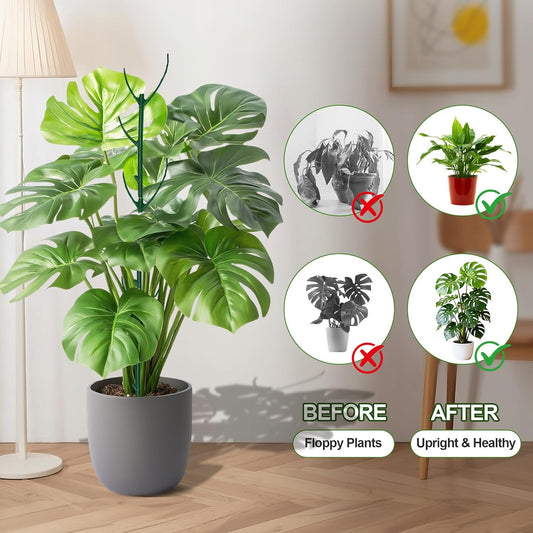 5 Pack Monstera Plant Support with 50 Clips, Stackable Plant Stakes for Indoor & Outdoor Plant, Climbing Plant Support, Plant Sticks for Pothos & Other Small Plants, Replacement for Moss Pole