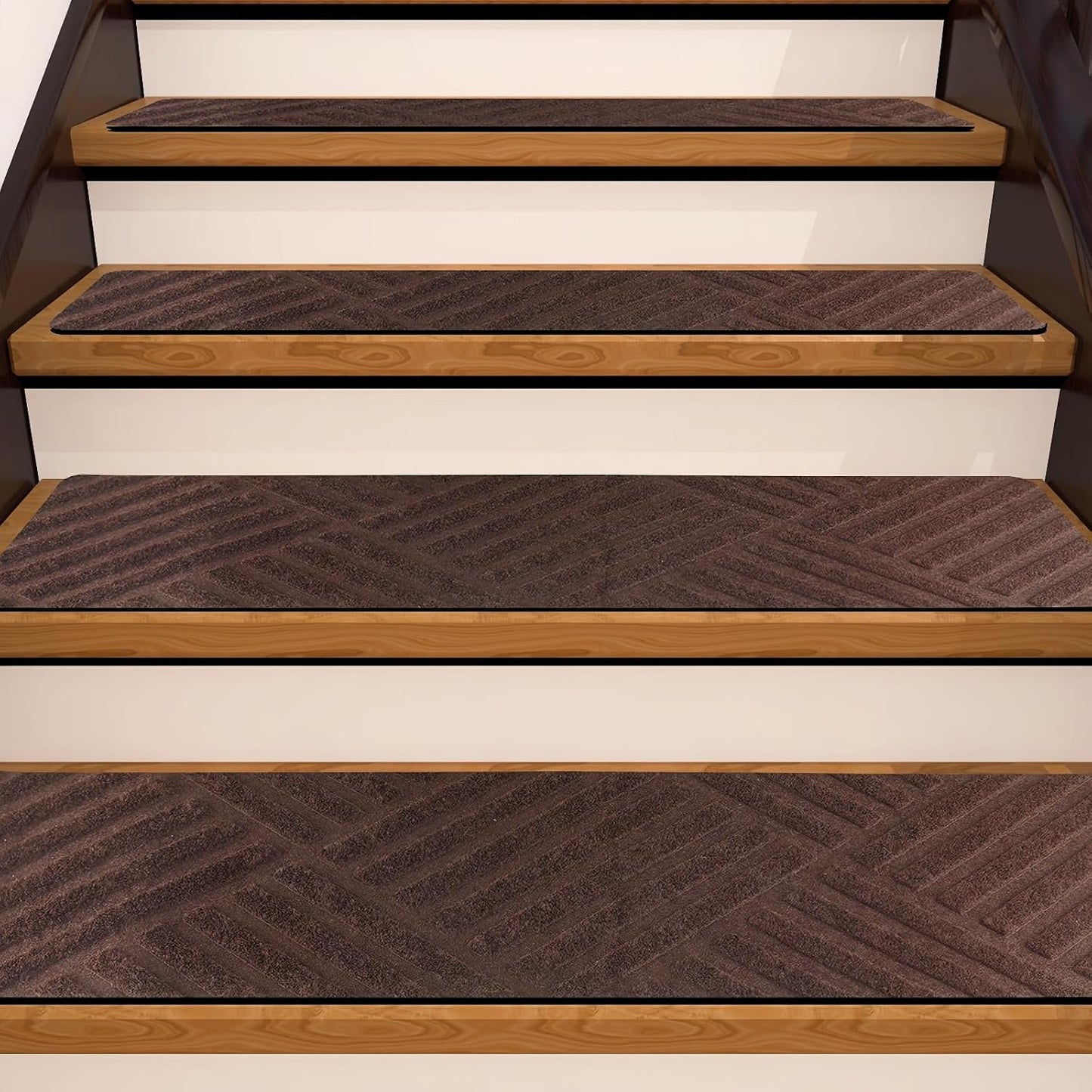 15 Pack Non Slip Stair Treads,8" X 30" Non Slip Carpet Stair Treads with Reusable Adhesive Rubber Backing,Staircase Step Treads Carpet Treads for Wooden Steps Indoor (Dark Gray)