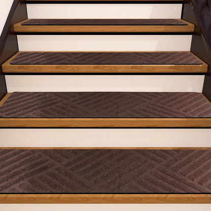 15 Pack Non Slip Stair Treads,8" X 30" Non Slip Carpet Stair Treads with Reusable Adhesive Rubber Backing,Staircase Step Treads Carpet Treads for Wooden Steps Indoor (Dark Gray)