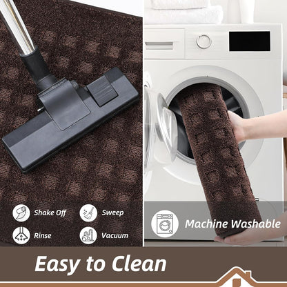 BEQHAUSE Dirt Trapper Door Mats 20"x32", Non-Slip Waffle Doormat Indoor Entrance Low-Profile, Dirt Resist and Absorbent Entryway Rugs Washable Inside Welcome Floor Mat for Front Back Door, Beige