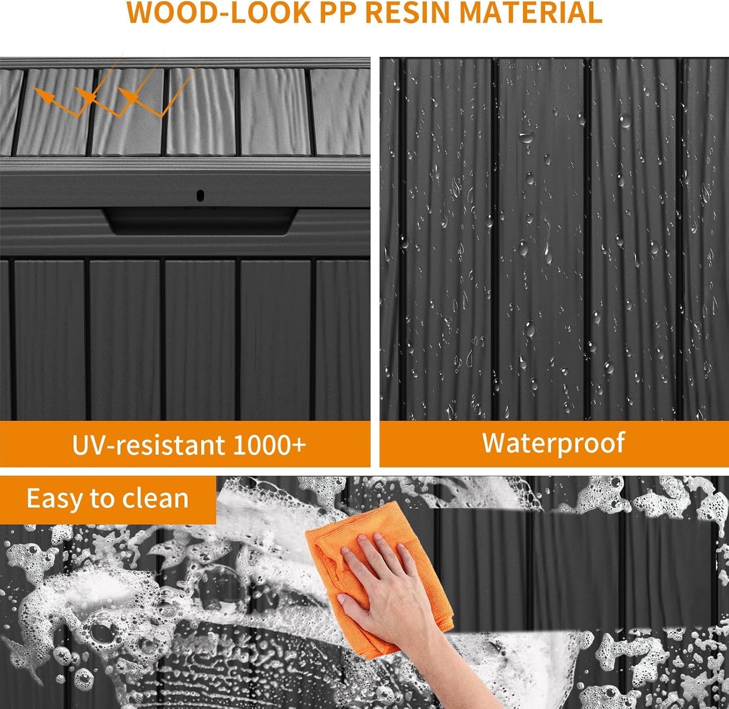 230 Gallon Large Outdoor Storage Box Waterproof, UV Resistant Resin Deck Box with Hydraulic Rod & Lockable Latch for Patio Furniture, Outside Storage Box for Garden Tools, Patio Cushions, Black