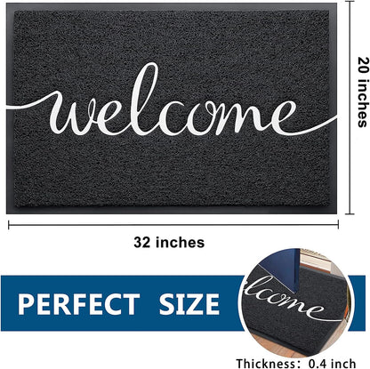 EARTHALL Door Mat Outside Inside Home Doormat, 30"x17.5", Durable Floor Mat Non Slip Mat Ultra Absorb Mud Easy Clean Front Doormat for Garage, Entryway, Patio, High Traffic Areas, Black