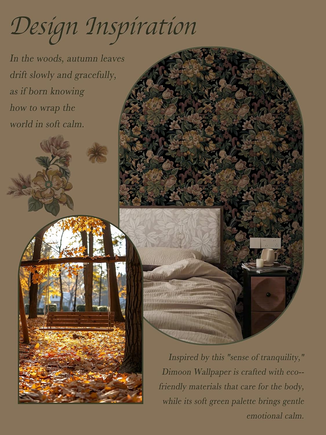 Dimoon 17.3''x78.7'' Peel and Stick Wallpaper Floral Cute Contact Paper Vintage Village Country Cottage Wallpaper Farmhouse Yellow Beige Renter Friendly Geometry Waterproof Embossed Kitchen Bedroom