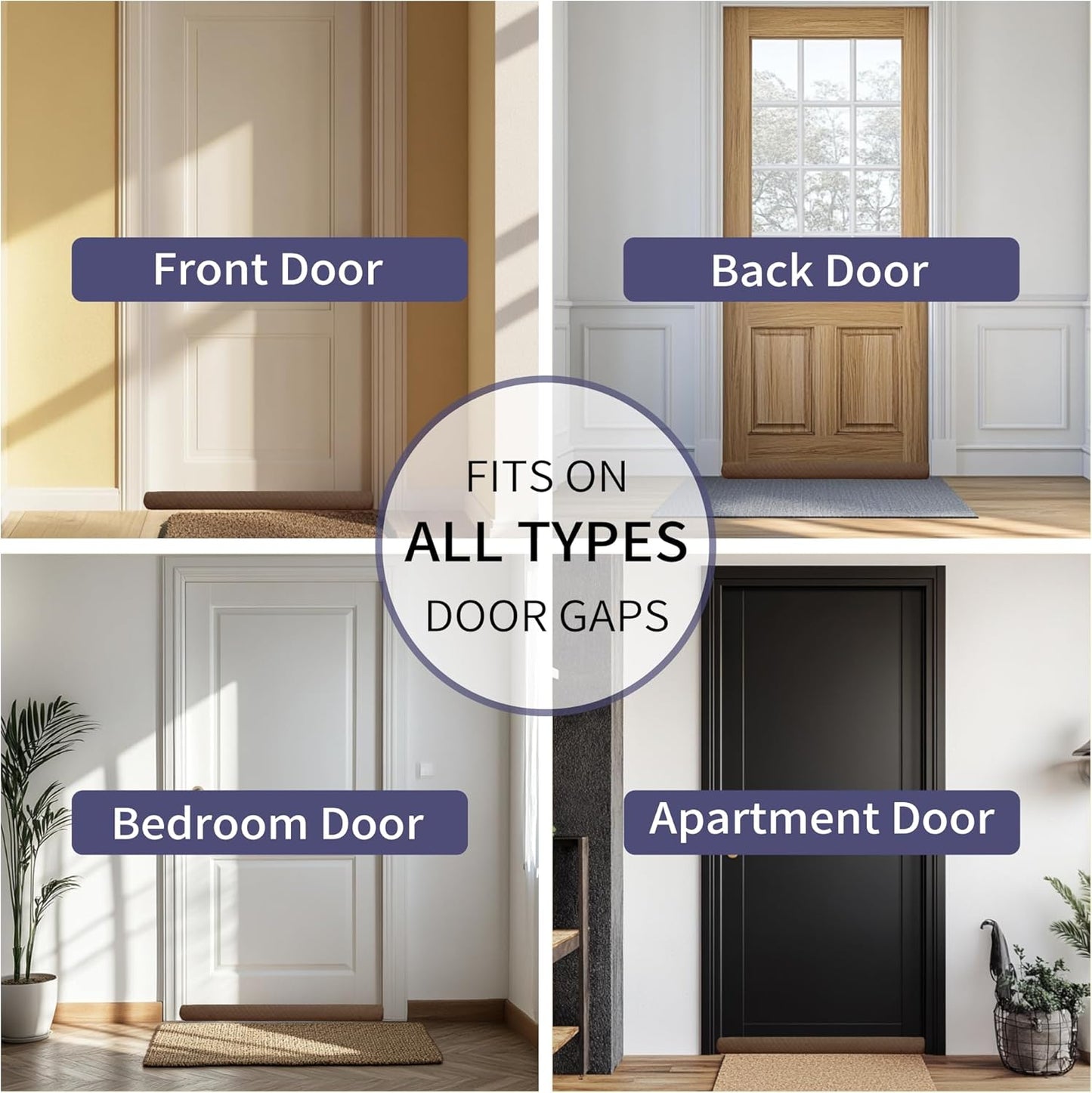 Ciieyuo Premium Velvet Under Door Draft Stopper, 30'' to 36'' Adjustable Gap Filler, Double-Sided Windproof Seal, Easy Install to Block Noise, Cold Air, Light, Dust, and Drafts