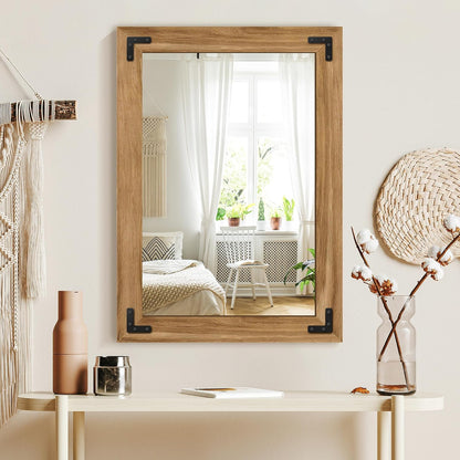 TRAHOME Full Length Mirror with Wooden Frame, 56"X22" Solid Wood Standing Floor Mirror for Farmhouse, Bathroom, Bedroom Decor, Hanging or Leaning Wall-Mounted