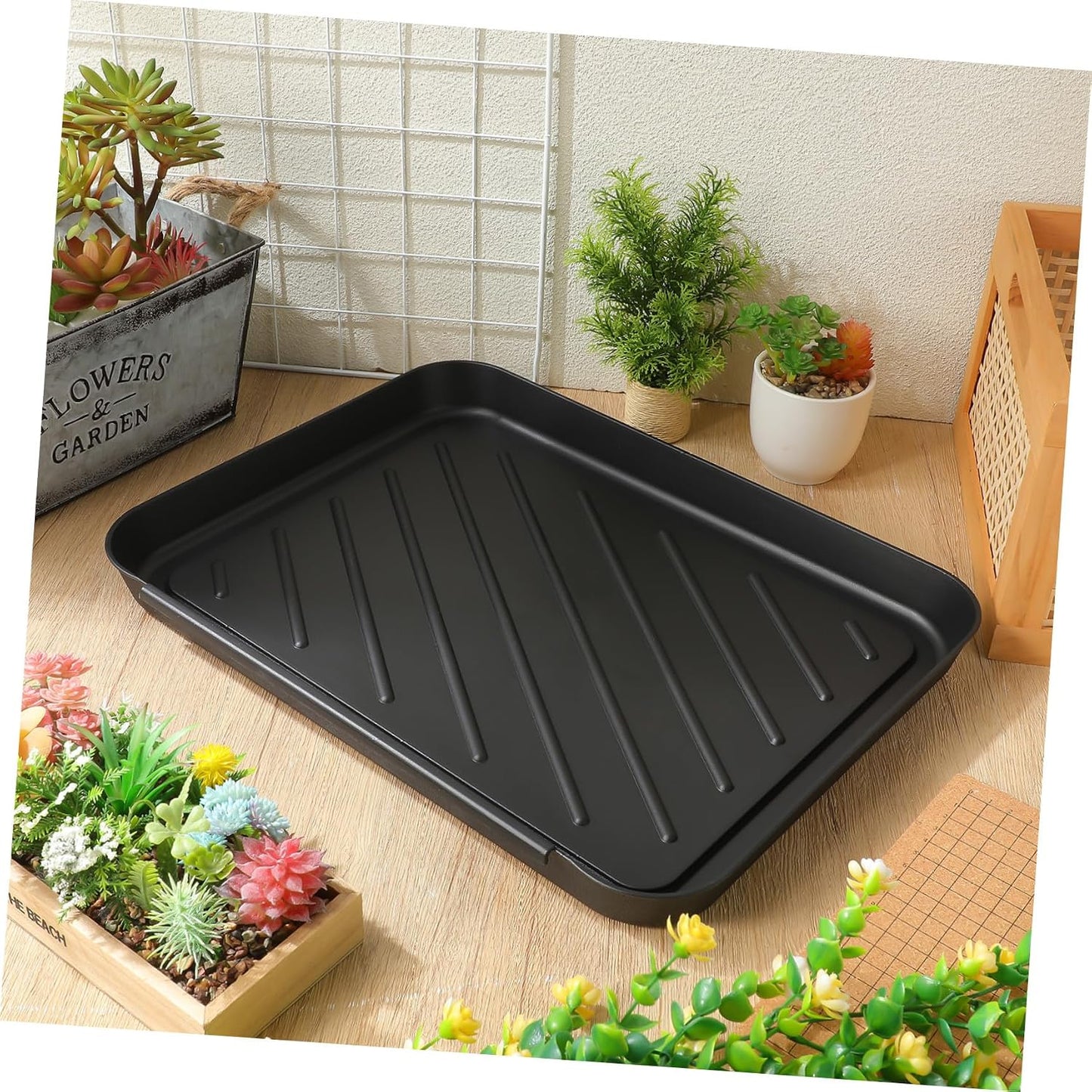Alipis Multipurpose Shoe Tray 15.74X11.81X1.37 Inch Waterproof Plastic Boot Tray for Entryway Car Trunk Floor Protection and Pet Feeding Area