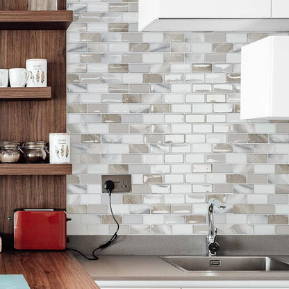 Art3d 10-Sheet Kitchen Backsplash Tiles Peel and Stick, Self Adhesive Wall Tile Sticker for Kitchen Island Bathroom Laundry Room RV Renter 12" x 12" - Jade Green