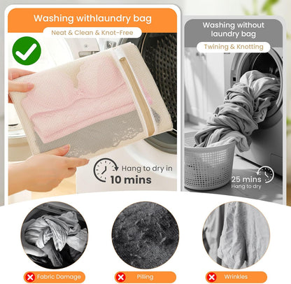 ABRRLO 4Pcs Cotton Mesh Laundry Bags for Delicates,Breathable Mesh Garment Bag for Washing Machine,Travel Wash Bags with Zipper for Bras,Underwear,Socks,Baby Clothes,Laundry Dorm Room Essentials(S)