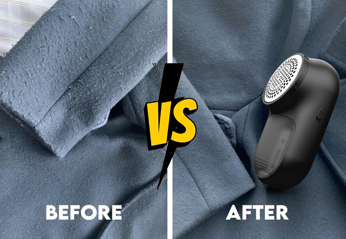 Rechargeable Fabric Shaver, Lemontec Battery-Operated Lint Remover & Sweater Defuzzer for Clothes and Furniture – Eliminates Pills, Fuzz, and Lints (Black)