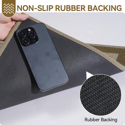 Front Door Mat 17''x30'', Absorbent Dirt Resist Washable Non Slip Low-Profile Indoor Doormat, Easy Clean Welcome Entryway Door Mats, Brown