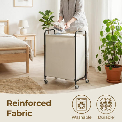 GRANNY SAYS 2 Section 130L Laundry Sorter, Large Laundry Hamper Basket with Wheels and Handles, Durable and Sturdy Rolling Cart for Laundry Room, Hotel, Bedroom, Beige