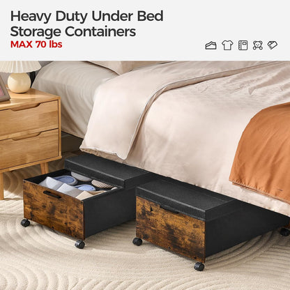 FOUCSSOMEI Under Bed Drawers on Wheels, XXXXL Size, UnderBed Storage with Wheels, Wooden Under Bed Storage, Heavy Duty, Patented Design