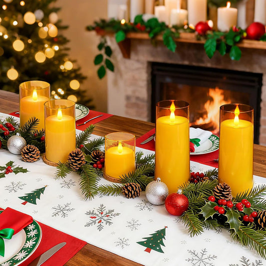 Homemory Realistic Flickering Battery Operated Candles, LED Fake Electric Candle with Remote Control and Timer, Flameless Candles for Home, Christmas Decoration, White, Set of 3