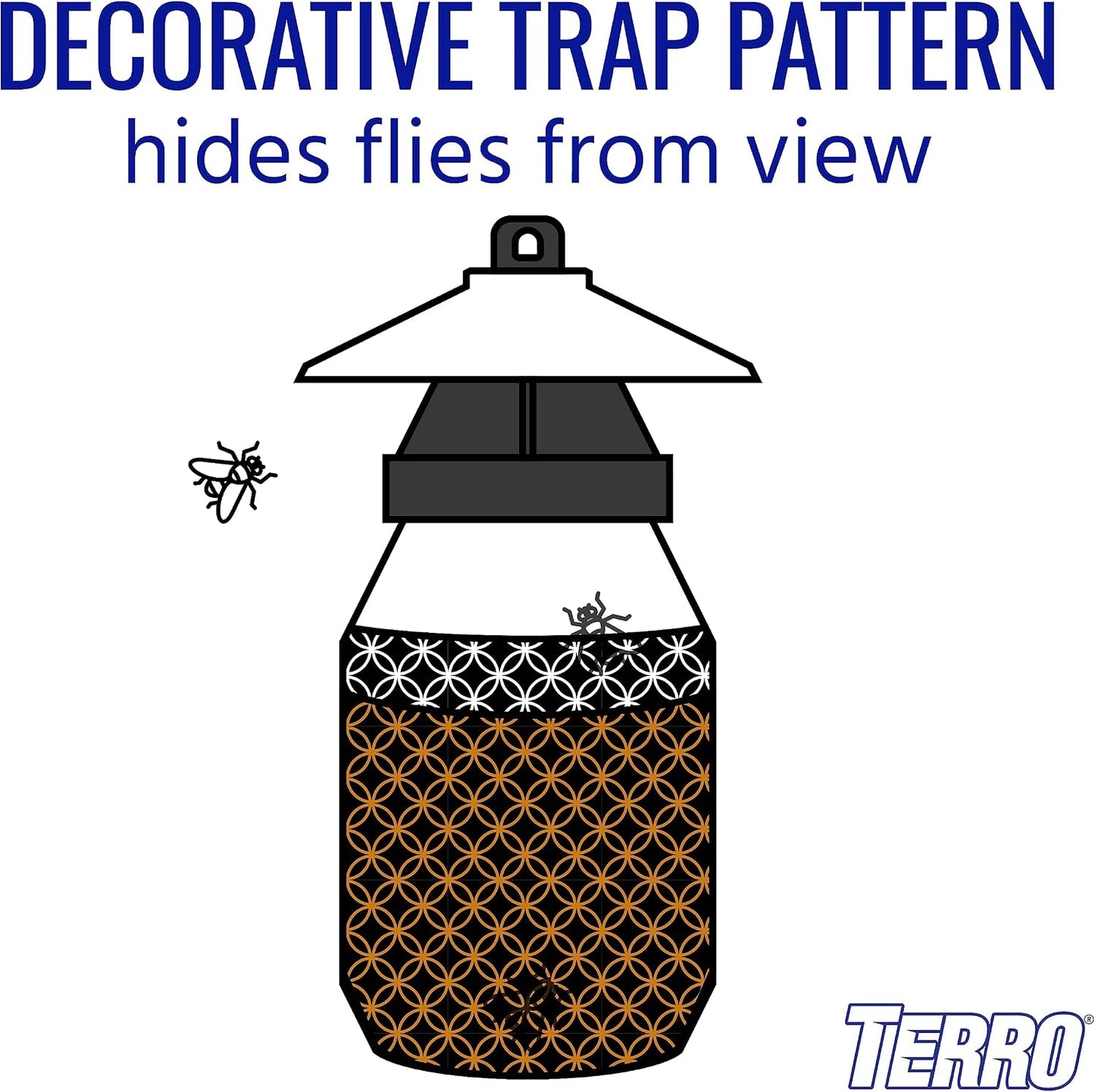 TERRO Fly Magnet Trap, Reusable Poison-Free Outdoor Fly Catcher with Bait | Kills House Flies, Barn Flies & Bottle Flies, Easy to Use Outdoor Fly Trap for Patios & Decks, Bait Activates in Hours