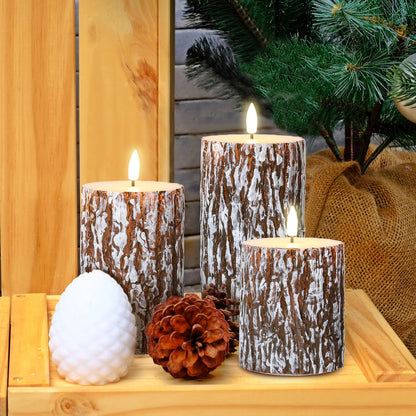 Eywamage Ivory Flameless Pillar Candles with Remote, Flickering Realistic LED Battery Wax Candles Set of 3, Φ 3" H 4" 5" 6"