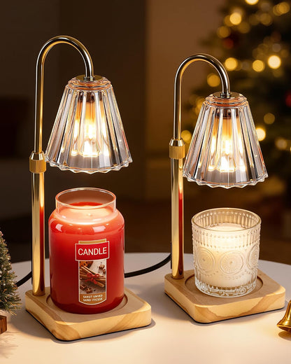Marycele Candle Warmer Lamp with Timer & Dimmer - Mothers Day Gifts for Women Mom Her, Aesthetic Office Home Decor, Adjustable Height Wax Melter for Candle Jar & 3-Wick Candles (2 Bulbs Included)