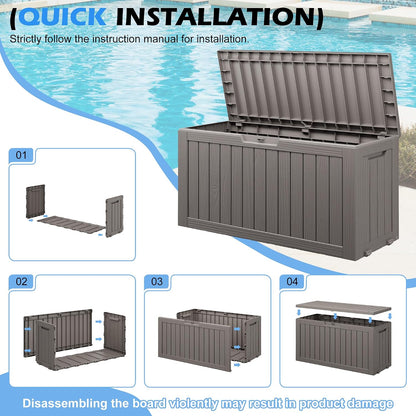Outdoor Storage Box, 31 Gallon Resin Deck Boxes Outdoor Waterproof For Patio Furniture, Garden Tools, Pool Supplies, Lockable And UV Resistant (Rattan Gray)