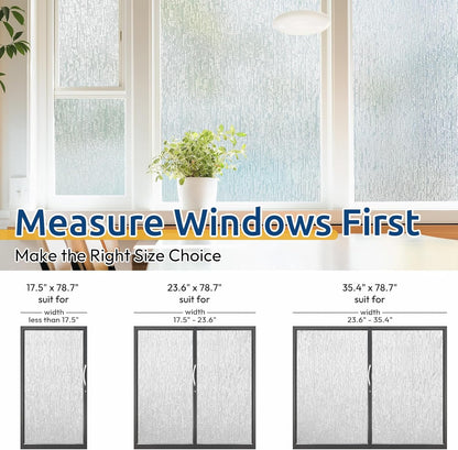 rabbitgoo Window Privacy Film Frosted Glass Film Removable Vinyl Door Coverings UV Blocking Decorative Static Cling Non-Adhesive Window Clings Sticker for Home Decor, 17.5 x 78.7 Inches