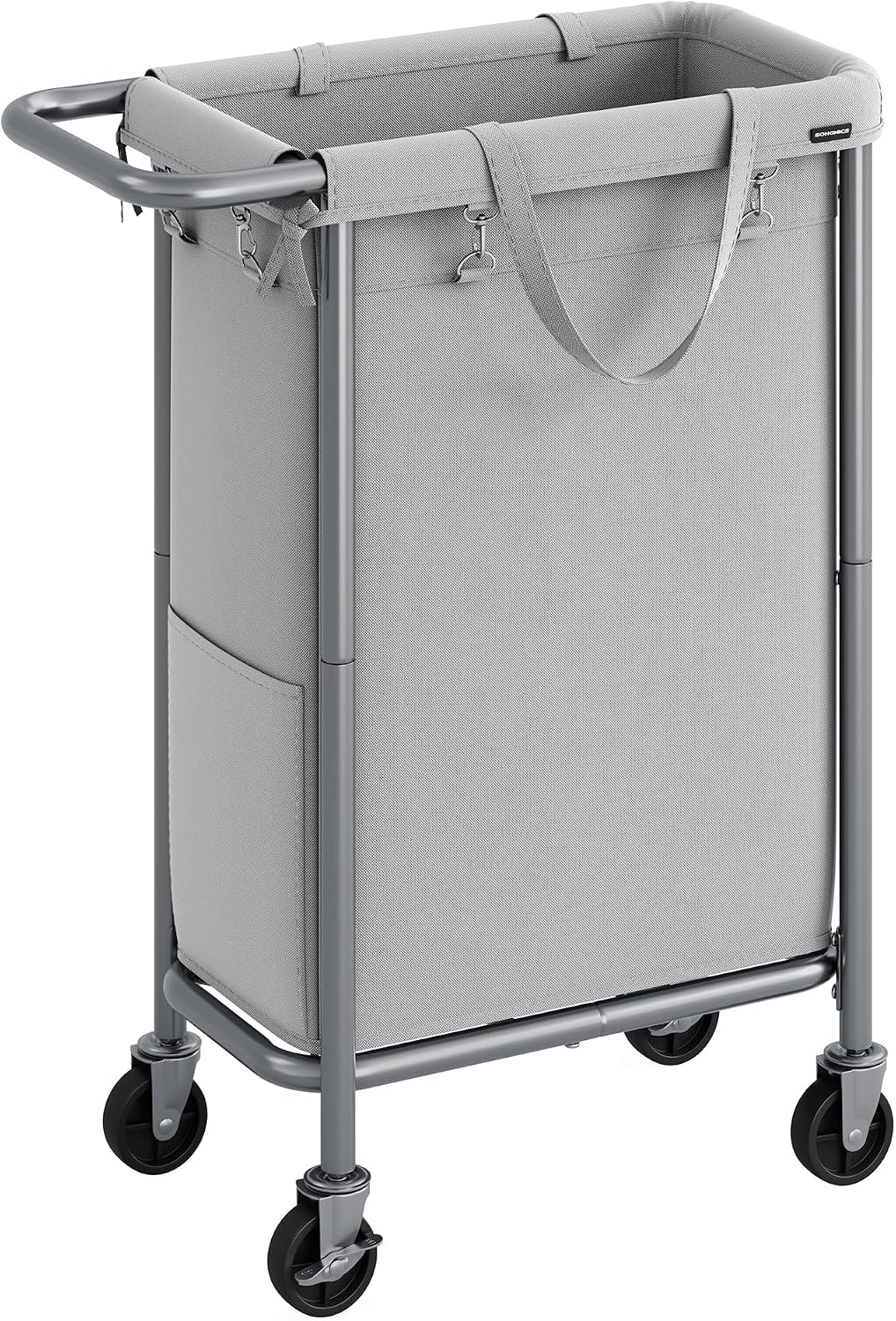 SONGMICS Laundry Basket with Wheels, 3-Section Rolling Laundry Hamper, 52.8 Gallons (200 L), Removable Liner, Steel Frame with Handle, 35.8 x 15.4 x 31.9 Inches, Cream White URLS005W01