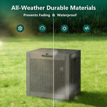 35 Gallon Outdoor Storage Box, Waterproof Resin Deck Box with Lockable Lid – Storage Cabinet for Patio Furniture, Pool Supplies, Garden Tools – Indoor & Outdoor Use