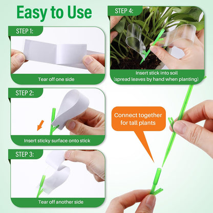 100 Pcs Gnat Sticky Traps for Plants, Sticky Traps for Gnats with 20 Stakes to Control, Aphids, Plant Bug, Mosquito Bits and Whiteflies(Green)