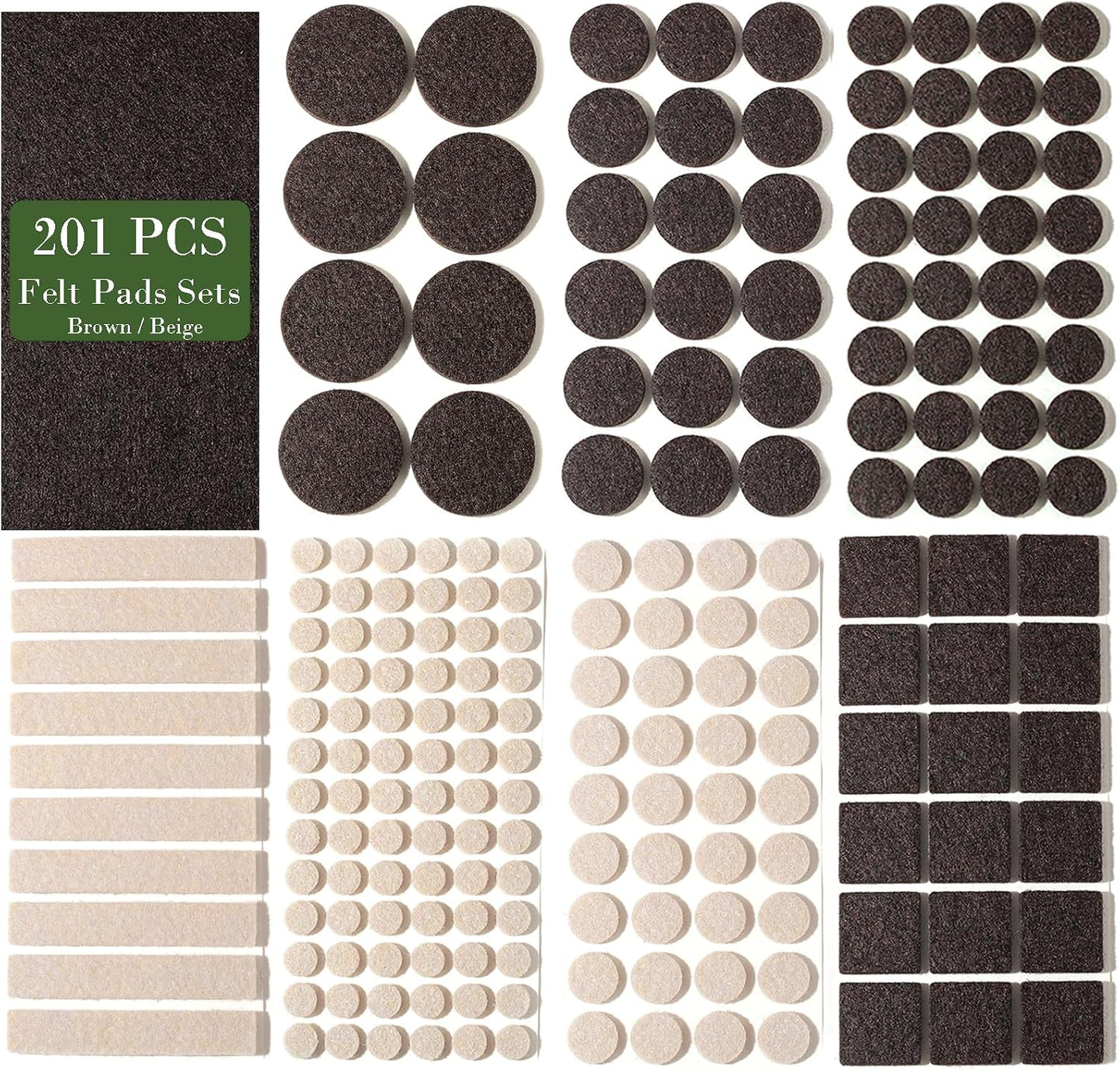 Fursafe&Q Felt Furniture Pads, Furniture Felt Pads for Hardwood Floors -Self Adhesive Chair Leg Floor Protectors, Protect Your Floors from Nicks, Bumps and Scratch,96 Pcs Round Cabinet Door Bumper