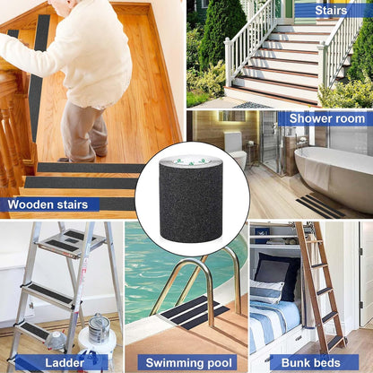 BOMEI PACK Black Anti Slip Tape, 4 Inch x 33 Foot Non-Slip Traction Grip Tape for Stairs, Waterproof Stair Treads Grip Non Slip, Non Skid Tape for Steps, Outdoor Black Grip Tape