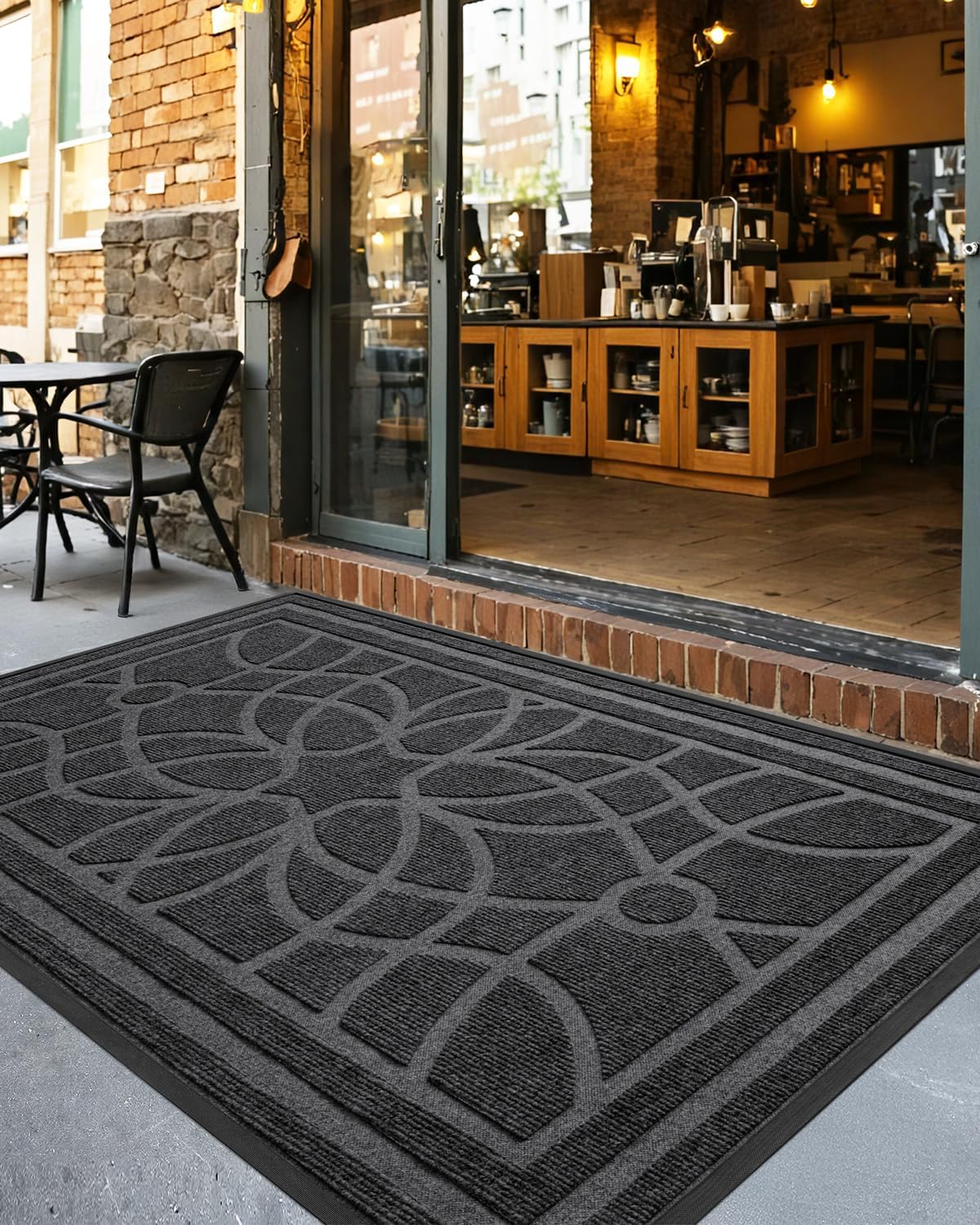 DEXI Front Door Mat Outside Entrance, Heavy Duty Non Slip Low Profile Doormat for Entryway, Trap Dirt and Moisture Welcome Mats, Easy Clean, Patio, Garage, 3x2, Blue