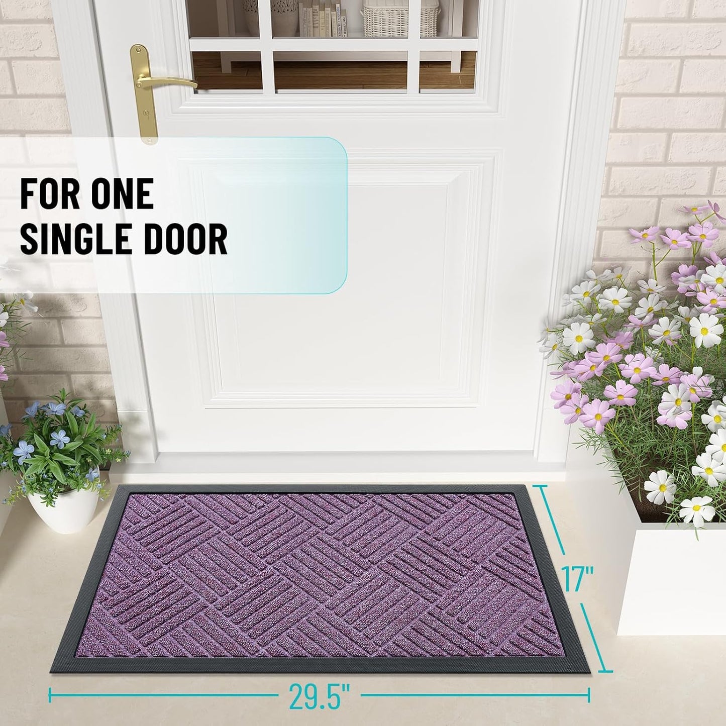 OLANLY Front Door Mat Outside Entrance 29.5x17, Absorbent, Heavy Duty Sturdy Natural Rubber Doormat Indoor Outdoor, Stain and Fade Resistant, Non-Slip Low Profile Floor Mat for Entryway, Grey Diamond