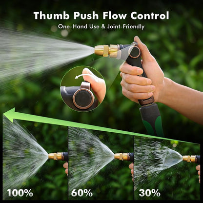 RESTMO Garden Hose Nozzle, Heavy Duty Water Hose Sprayer for Outdoor | Zinc Alloy Metal, Thumb Control, Precise Flow, Adjustable Spray Patterns, Leak-proof, Ideal for Lawn & Plant & Car, Black