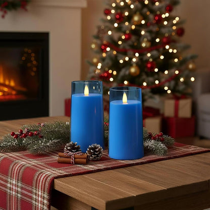 Raycare Flameless Electronic Pillar Candles with Remote Control and Timer- Battery Operated Realistic Flickering LED Fake Candle for Home, Wedding, Valentine's Day, Decor,White,Set of 2(3"x6"6")