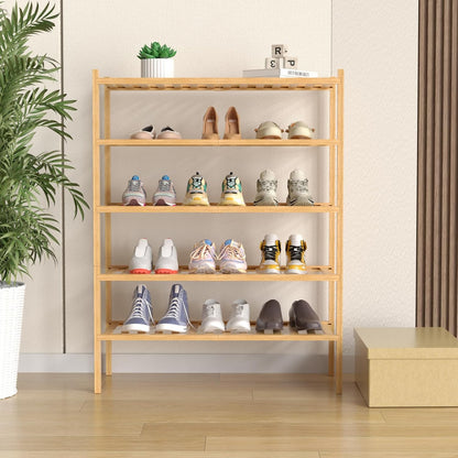 ROMGUAR CRAFT 3 Tier Bamboo Shoe Rack for Closet Free Standing Wood Shoe Shelf Storage Organizer for Entryway Small Space Stackable 27"x11"x20" (Natural)