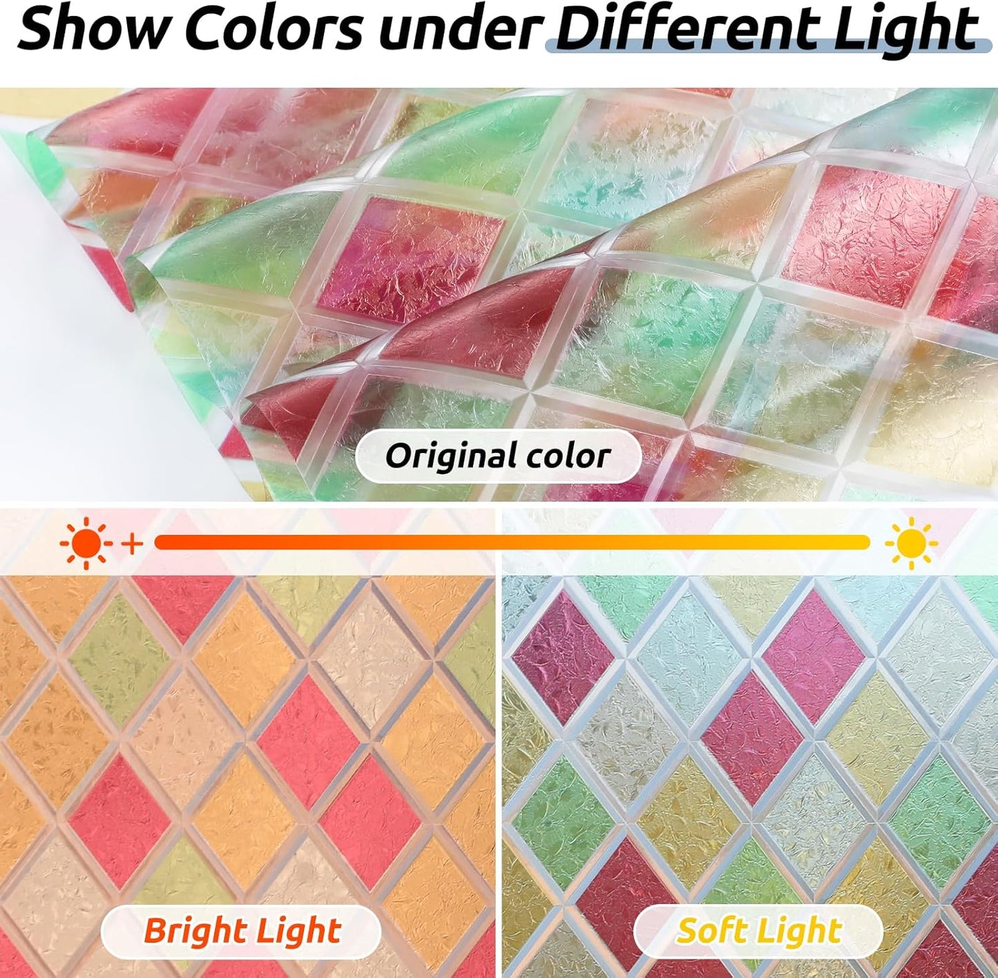 rabbitgoo Window Privacy Film, Decorative Privacy Window Film Sun Blocking, Frosted Glass Cling for Home Door, Non-Adhesive Static Cling Sticker Covering Heat Blocker, Clear, 17.5" x 78.7"