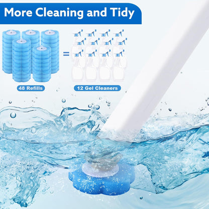 wlich Disposable Toilet Brush with 48 Refills, Bowl Toilet Brush with Wall Mounted Holder, Toilet Bowl Brush Set with Wand and Storage Box for Bathroom Cleaning