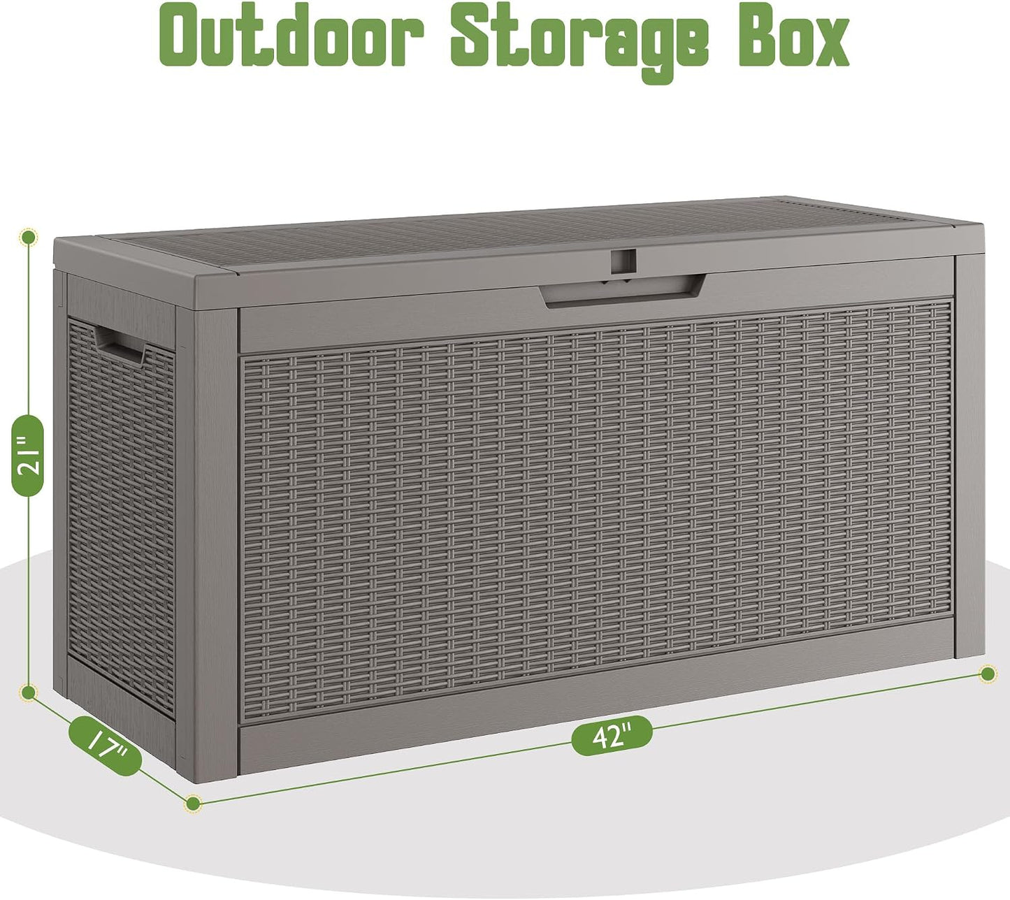 Outdoor Storage Box, 31 Gallon Resin Deck Boxes Outdoor Waterproof For Patio Furniture, Garden Tools, Pool Supplies, Lockable And UV Resistant (Rattan Gray)